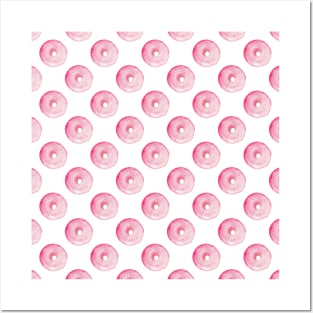 Pink Donut Pattern Posters and Art